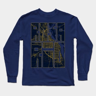 Rosario, Argentina City Map Typography - Gold Art Deco Long Sleeve T-Shirt